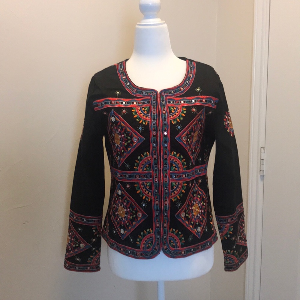 Embroidered black jacket- new